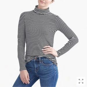 J. Crew Tissue Turtleneck in Black & White Stripe